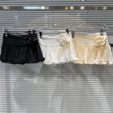 網紅同款2025夏季新款小香風立體花綁帶蕾絲邊甜妹超短裙百褶裙女