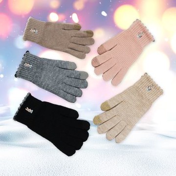 比得兔波浪羅口刺繡成人觸控手套-22cm-GL8633-2雙入