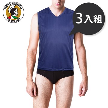 【BONTEX】賓漢透氣條紋寬肩背心_單色3入裝