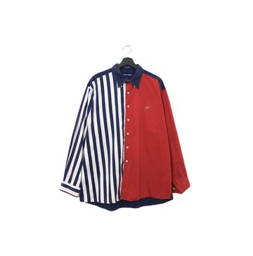 Back to Green-經典圖騰長袖襯衫 拼接色 hh-08//vintage shirt