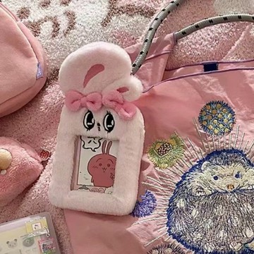✨限時搶購☜桃園出貨✨艾絲樂小兔聯名卡套可愛少女毛絨卡套拍立得咕卡愛豆小卡展示掛件