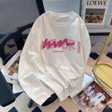 100%纯棉美式復古 印花 t恤 流行衣服卡通印花纯棉长袖T恤女男春秋潮牌上衣