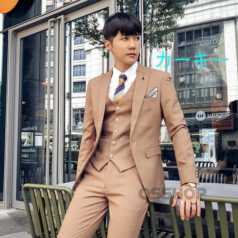 秋冬 韓流 新品 ピンキーカラー スーツ メンズ カジュアル シルエット  