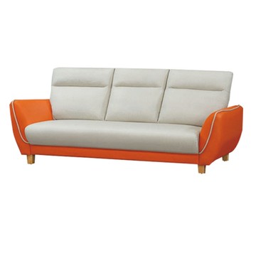 文創集 羅禮士雙色耐磨皮革三人座沙發椅-206x92x101cm免組