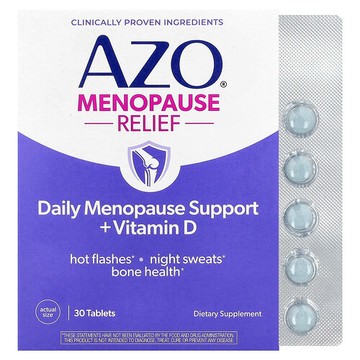 AZO, 更年期舒緩，每日更年期幫助 + 維生素 D，30 片