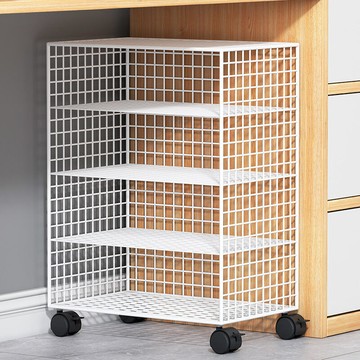 桌下置物架書桌旁小書架可移動帶輪落地辦公桌邊推車書本收納書櫃