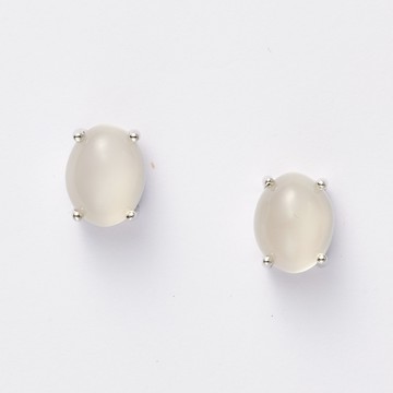 鍚蘭 貓眼月光石耳針 |鍚蘭 蛋面貓眼 月光石 平靜情緒 寶石耳針 925純銀 Q24AF28-920