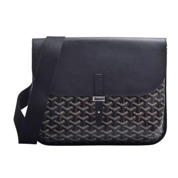 GOYARD 經典COURSIER系列滿版LOGO手工帆布斜背/信差包(黑色)