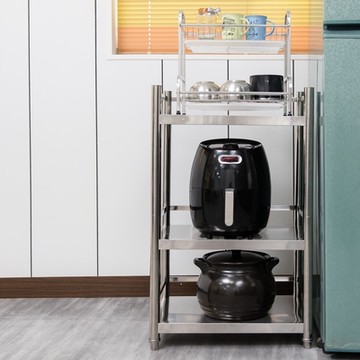 【誠宜居家】升級款加粗加厚70x40x91公分三面圍欄不鏽鋼(三層置物架)- 廚房置物架 廚房架 不銹鋼 不銹鋼置物 收納架 廚房櫃