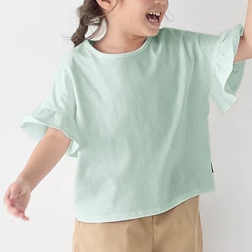 日本千趣會 - 飄逸荷葉邊圓領短袖上衣-薄荷綠