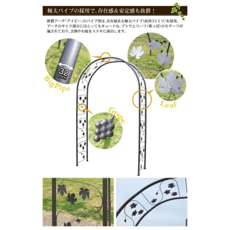 アーチ ガーデンアーチ ローズアーチ バラアーチ 鉄製アーチ・アイビー