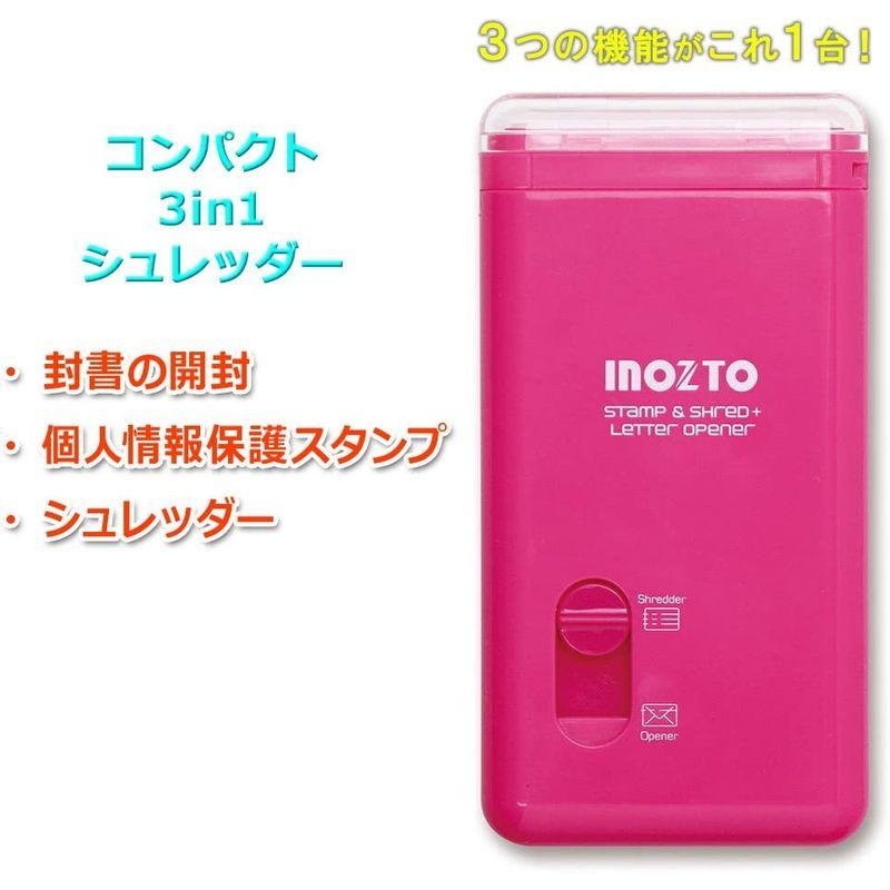 INOZTO シュレッダー コンパクト 3in1 レターオープナー 保護スタンプ ピンク