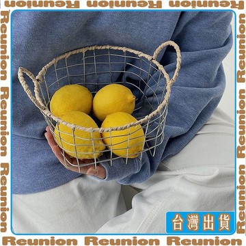 🏠臺灣出貨🏠Reunion✔北歐鐵絲編織收納鐵藝水果簡約ins雜物零食麪包儲物桌面臥室裝飾