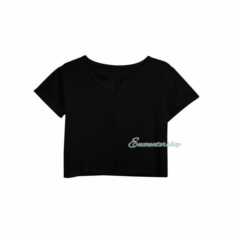 CROCH 売れ筋商品|||クロッチ Tシャツ トップス レディース T-shirts Black shopnikoniko tシャツ ロゴプリント クロップド丈 チビ Tシャツ