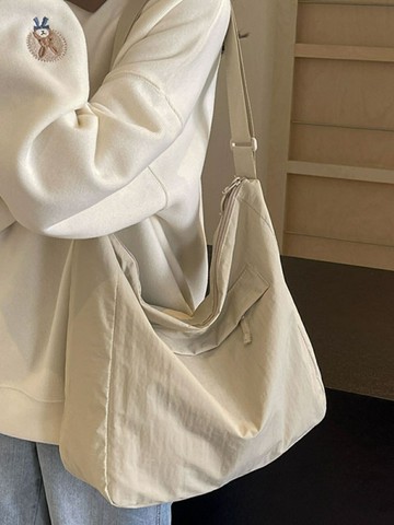 大容量托特包肩背包 韓系簡約大容量尼龍帆布包包女斜挎包單肩包休閑上班通勤包健身包