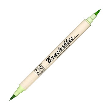 【Kuretake 日本吳竹】ZIG 雙色軟筆刷麥克筆 黃瓜綠 MS-7700-045