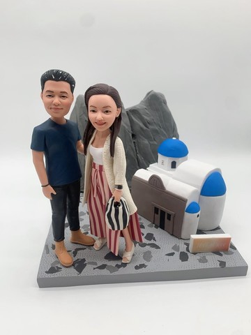 希臘旅遊風景客製化人像公仔・異國風情/情侶紀念禮物//拍拖回憶