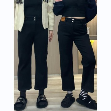 2XL-6XL 大尺碼藍灰色牛仔褲寬松直筒150公斤可穿女春秋高腰顯瘦梨型煙管褲子