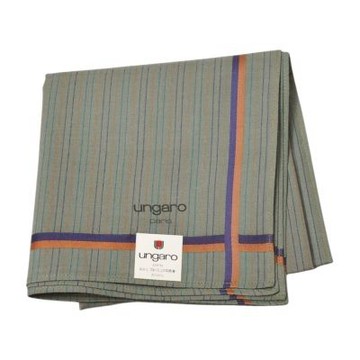 Ungaro Paris 復古綠系彩條交織設計字母LOGO圖騰帕巾(48CM)
