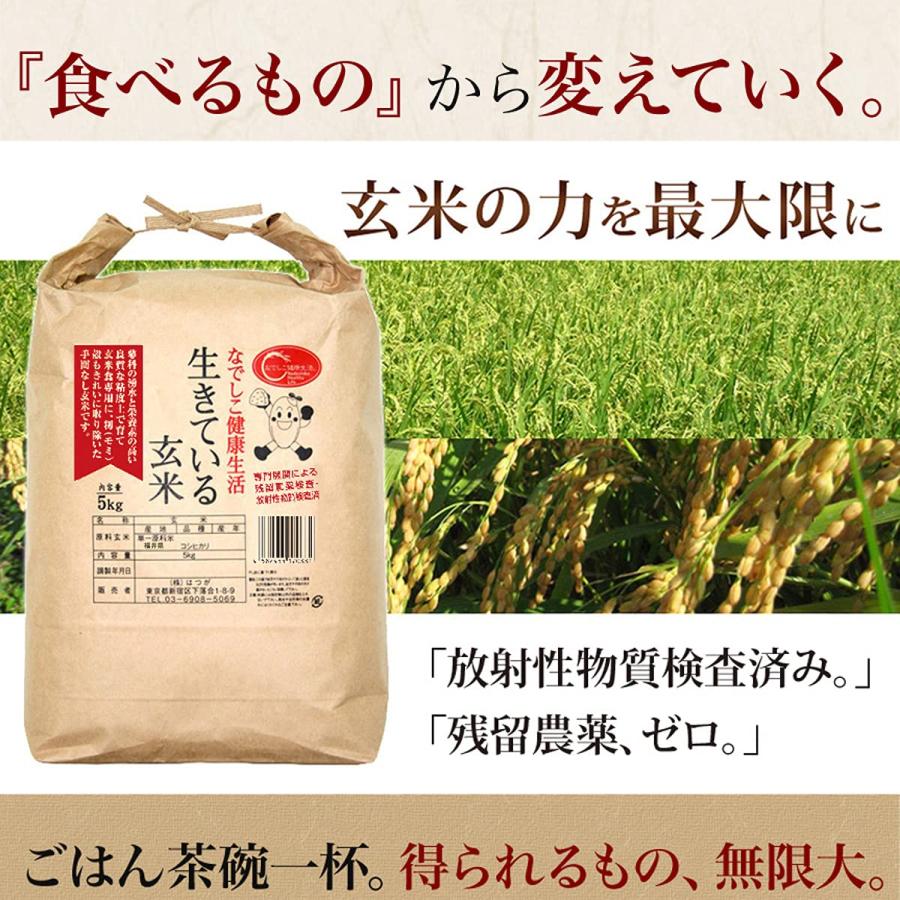 （お得な2点セット）なでしこ健康生活・コシヒカリ 生きている玄米5kg＋なでしこブレンド500g 令和4年産