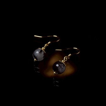 小優雅系列｜黑髮晶耳勾式耳環 E0013