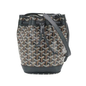 二手品 Goyard Petit Flot 印花帆布束繩水桶包(黑)