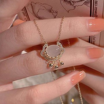 香港珠寶『平安福鎖』黃金色項鏈女高級輕奢小眾18K白金純銀吊墜