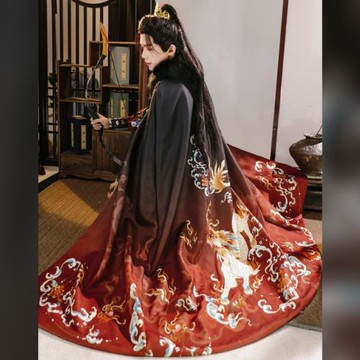 冬季漢服男加絨加厚斗篷古裝男士秋冬學生帥氣中國古風披風大毛領