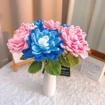 手作鉤織永恆大麗花七層立體花束