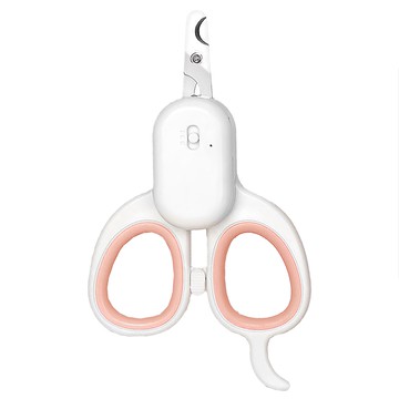 馬卡龍粉色LED照明安全寵物指甲剪 半月刀口防斷裂 舒適握感USB充電  粉色  1支