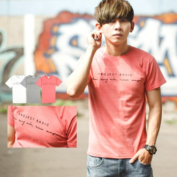 【NB0511J】簡約植絨手寫文字 短T(CS7586)