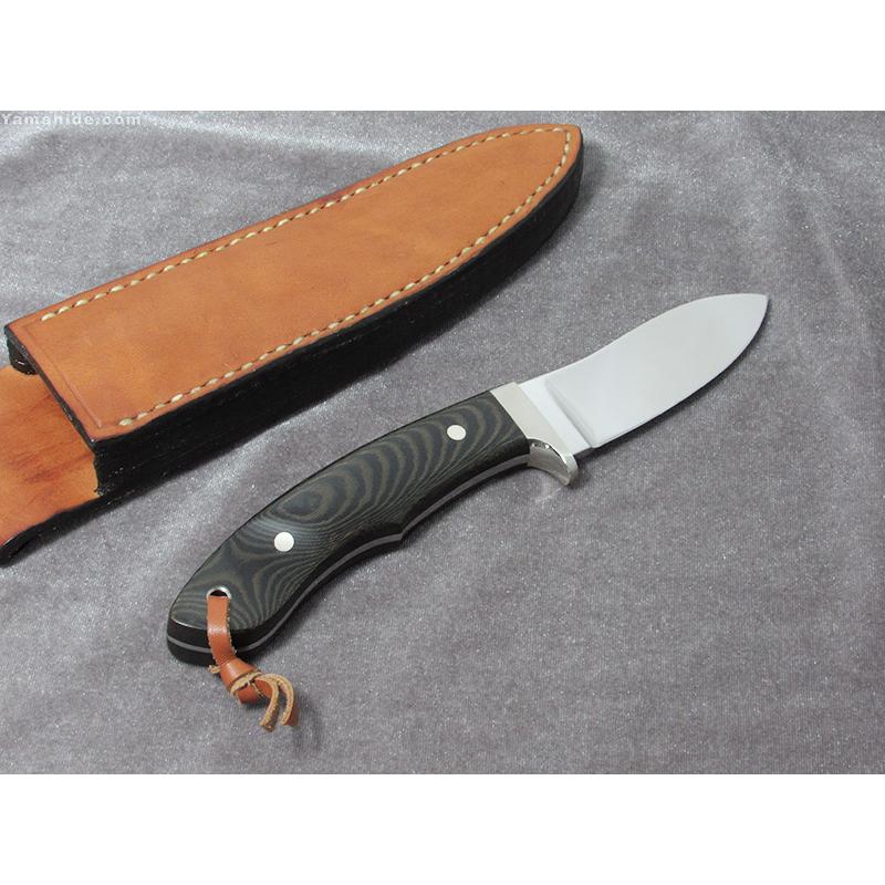 西川 徹 作 0064 セミスキナー 90mm   ATS-34 グリーンマイカルタ   シースナイフ   Tooru Nishikawa Custom knife