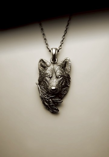 印地安大狼頭羽毛項鍊