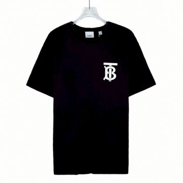 (XL) burberry質感棉質TB logo黑色短袖上衣