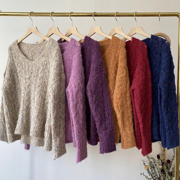 毛衣復古港味女V領長袖軟糯寬松麻花套頭針織衫新款chic百搭上衣A