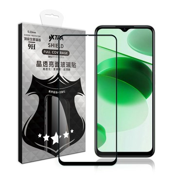 VXTRA 全膠貼合  realme C35  滿版疏水疏油9H鋼化頂級玻璃膜(黑) 玻璃保護貼