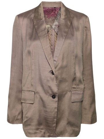 Ziggy Chen - single-breasted satin blazer - women - Viscose/Cupro/Silk/Cupro - 40 - Brown