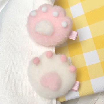 [台灣現貨]貓肉球毛絨髮夾 頭飾 髮飾 髮夾 造型髮夾 瀏海夾