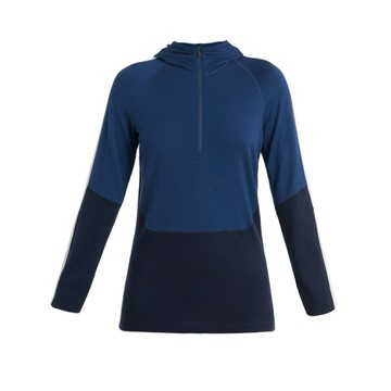 icebreaker 女 sonebula 半開襟連帽長袖上衣 gt200藍/深藍0a56sw/