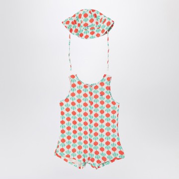 Sleeveless romper with radish hat