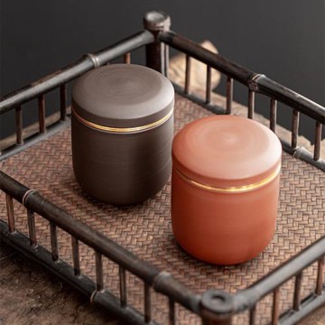 紫砂茶葉罐小號螺旋蓋口迷你便攜小茶罐防潮陶瓷密封罐綠茶普洱罐