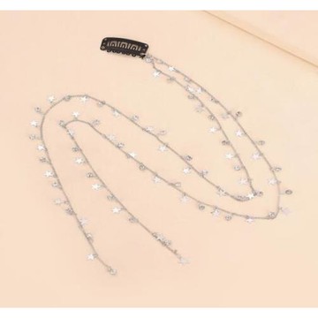 Jpqueen 點綴星星水鑽流蘇長款編髮髮飾(銀色)