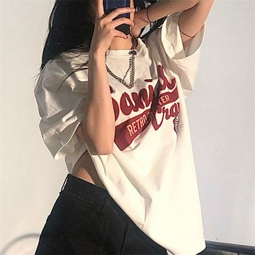 【免運】KOKA 白色短袖T恤 女潮 ins超火 2023新款 港風 網紅 學生 寬鬆 字母印花 上衣 短袖上衣 短袖