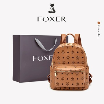 FOXER 女式雙肩包復古時尚印花大容量輕便多功能通勤旅行單肩包