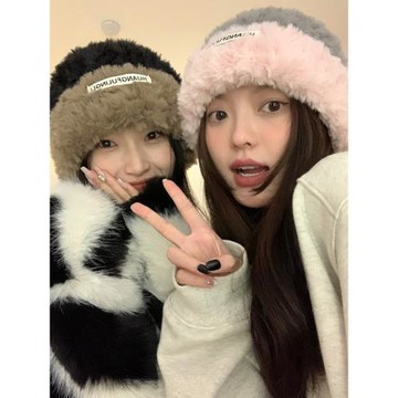 毛線帽子冬季女款大頭圍加絨加厚百搭針織包頭顯臉小保暖毛絨冷帽