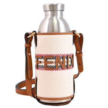 FENDI 7AL010 FF Flask 附瓶架收納袋/不銹鋼保溫瓶.咖/米