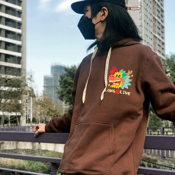 龍萬壽帽T 黑色/可可棕