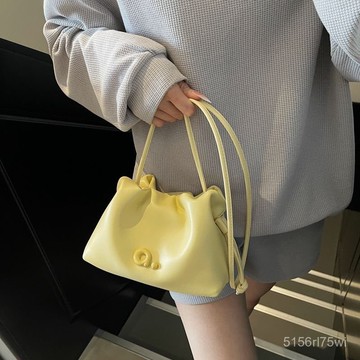 💛雲朵包💛雲朵包單肩斜挎包女褶皺軟皮餃子小包包小衆設計2025新款抽繩捲包