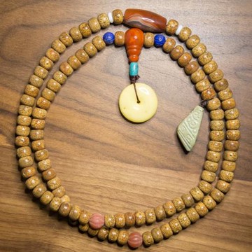 鎮店之寶  一物一拍 星月菩提原生態項鏈手鏈陳籽玉化108顆佛珠