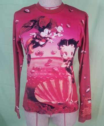 【震撼精品百貨】Betty Boop_貝蒂~圓領T_酒紅